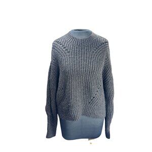 Elizabeth & James Chunky Knit Sweater Medium Black Wool Blend Ribbed Pullover Ma